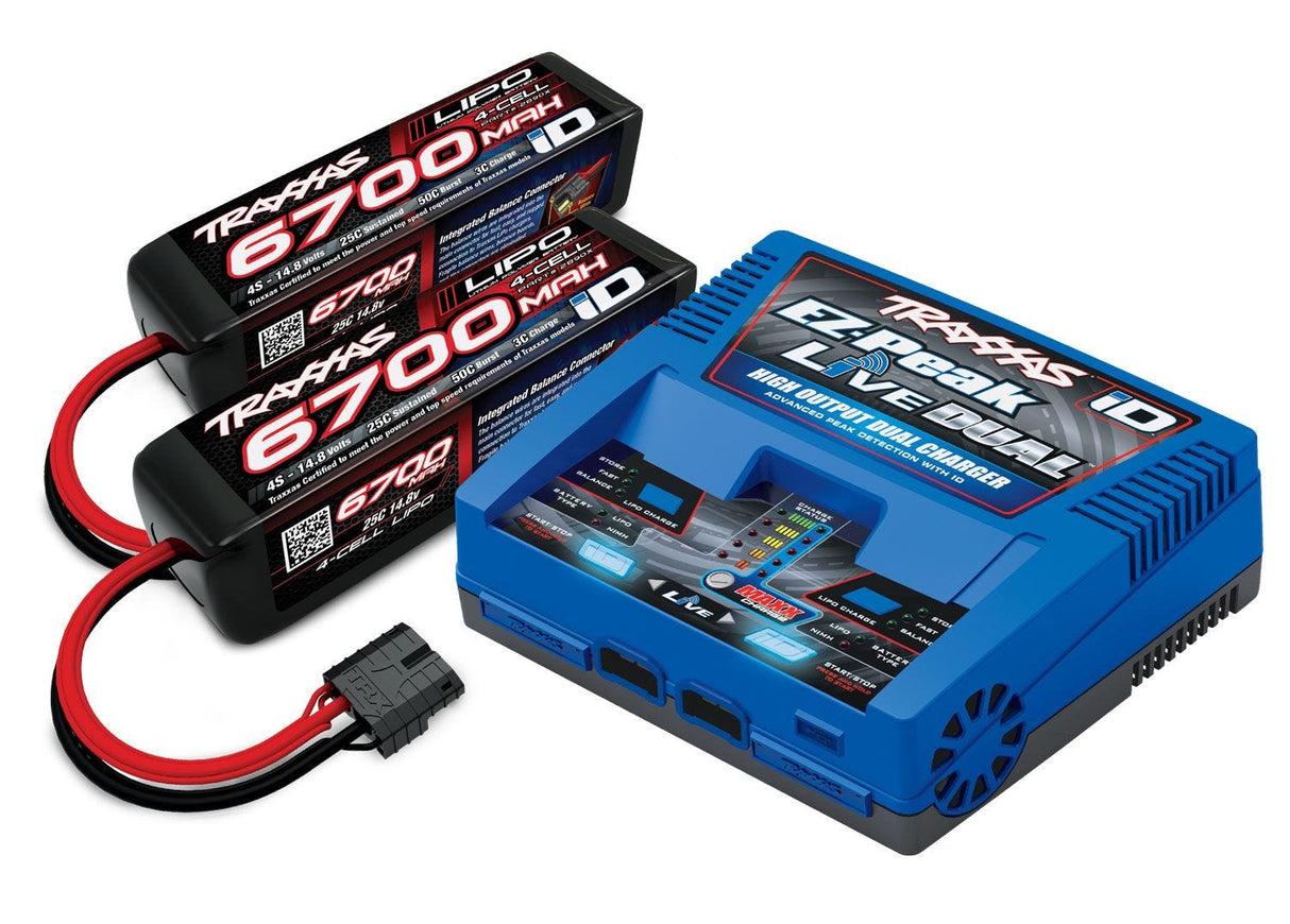 Traxxas EZ-Peak Dual 4S 6700mAh LiPo Battery & Charger Combo (#2997)