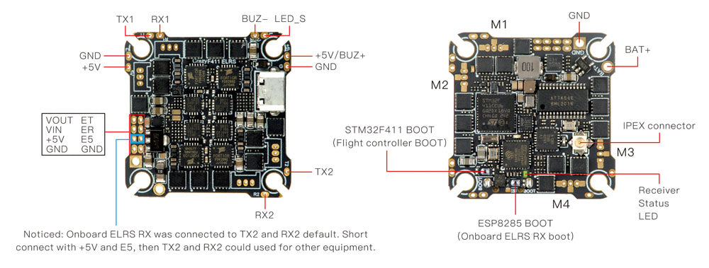 HappyModel CrazyF411 AIO Flight Controller (ELRS / 20A / 2-4S)