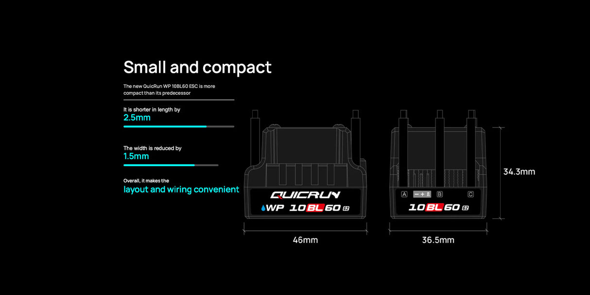 HobbyWing QUICRUN WP-10BL60 G2 60A Brushless ESC (2-3S)