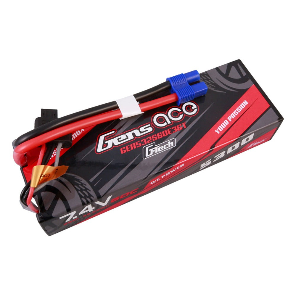 Gens Ace 2S / 5300mAh / 60C / 7.4V / G-Tech / EC3 HardCase LiPo Battery