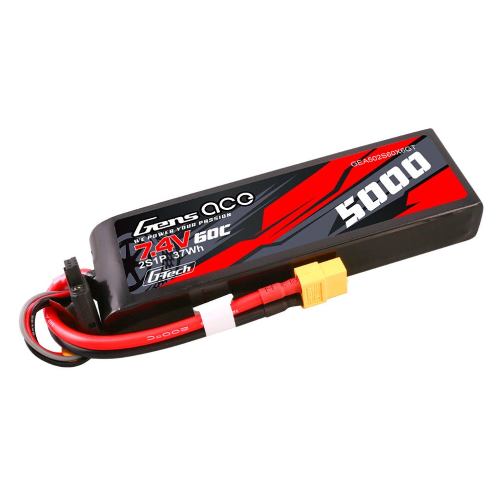 Gens Ace 2S / 5000mAh / 60C / 7.4V / XT60 / G-Tech / Short-Size LiPo Battery