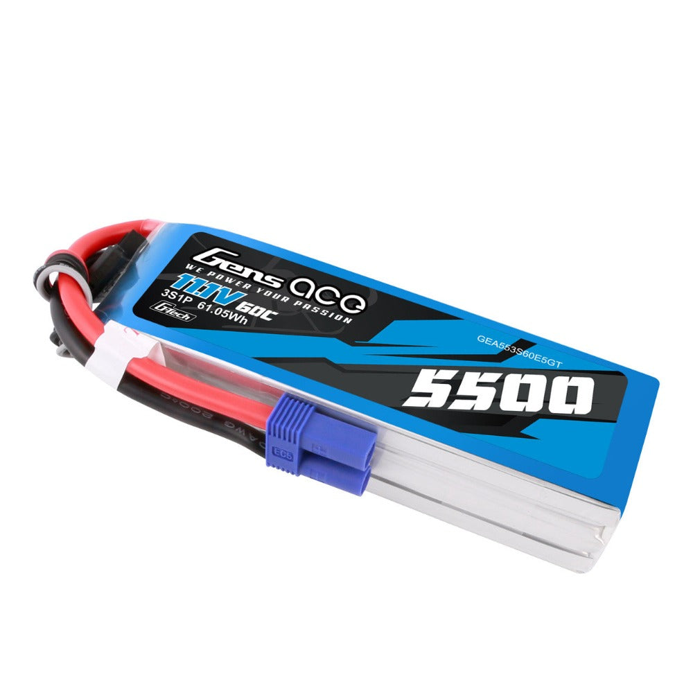 Gens Ace 3S / 5500mAh / 60C / 11.1V / EC5 / G-Tech / LiPo Battery