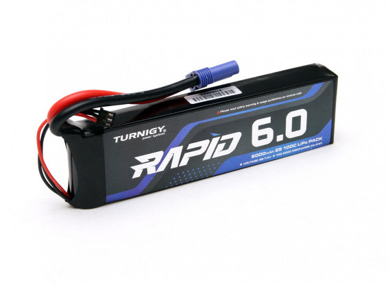 Turnigy Rapid 2S / 6000mAh / 100C / 7.4V LiPo Battery w/ EC5 Plug