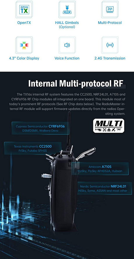 RadioMaster TX16S Radio Transmitter (Hall Version / Built-in Multi-Protocol) | RC-N-Go